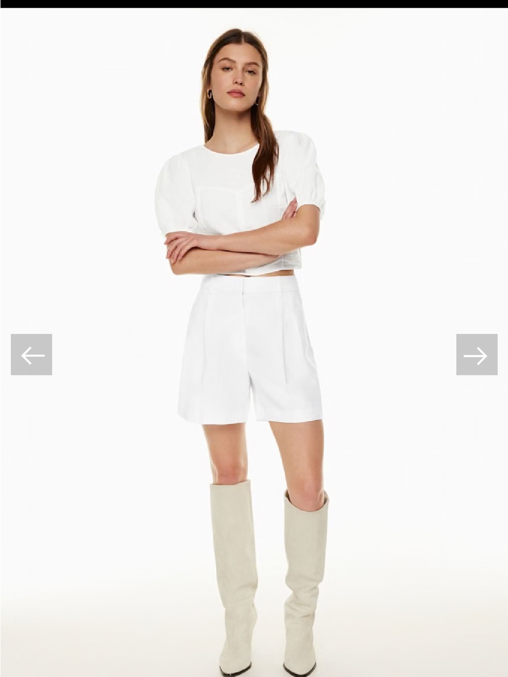 Aritzia White linen effortless Shorts